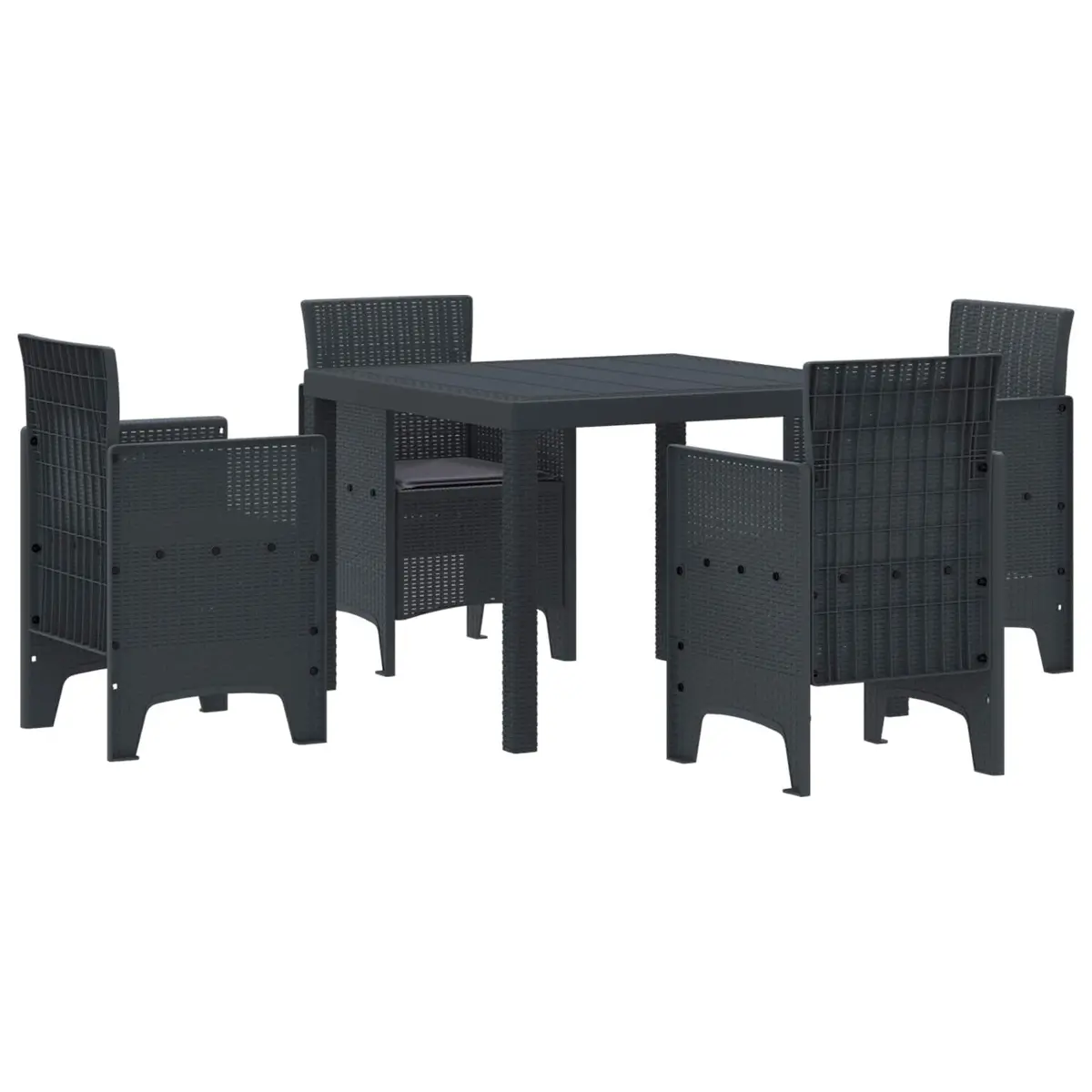 Garden Dining Set Outdoor Use 5 Piece Square Table Chairs Anthracite