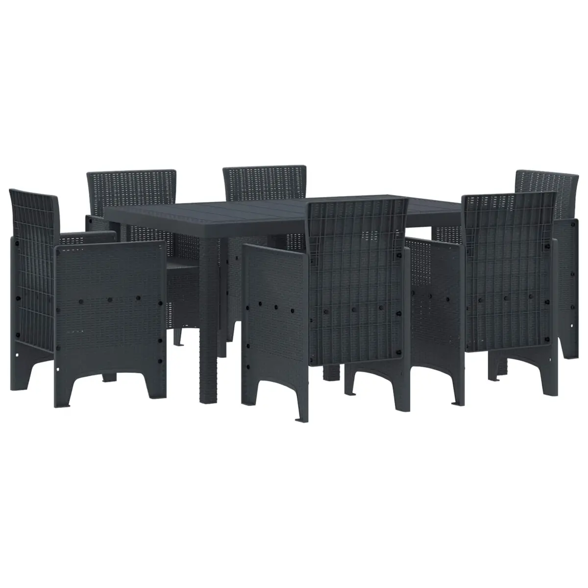 Garden Dining Set 7 Pcs Outdoor Furniture Patio Rattan Table Chairs Anthracite