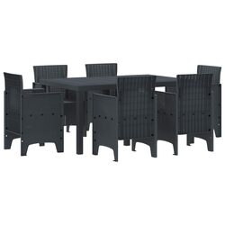 Garden Dining Set 7 Pcs Outdoor Furniture Patio Rattan Table Chairs Anthracite