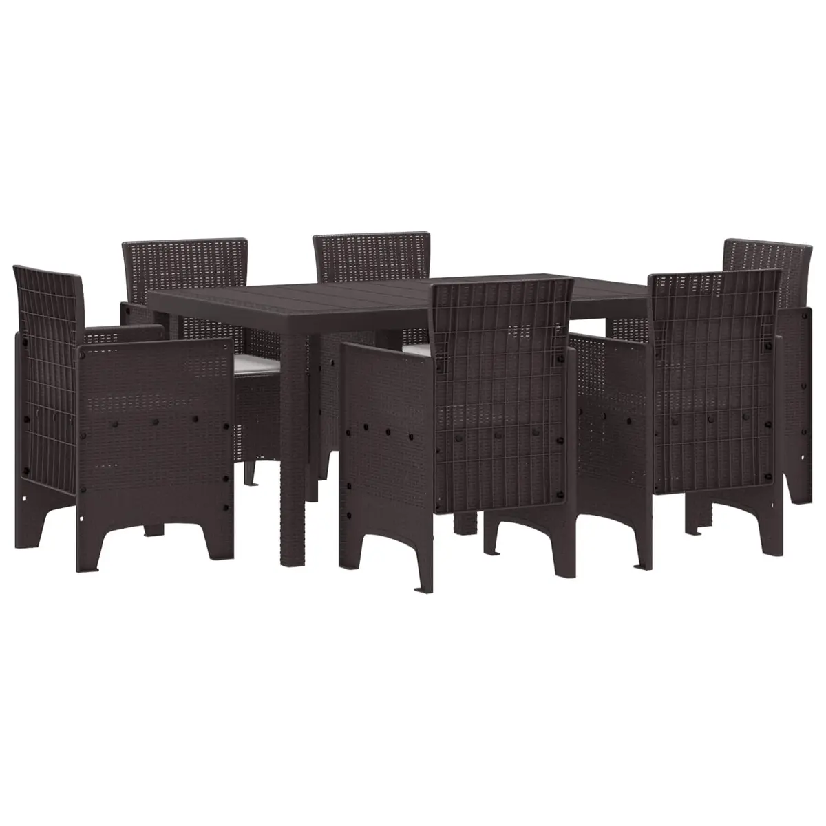 7 Piece Rectangular Brown Dining Set for Gardens