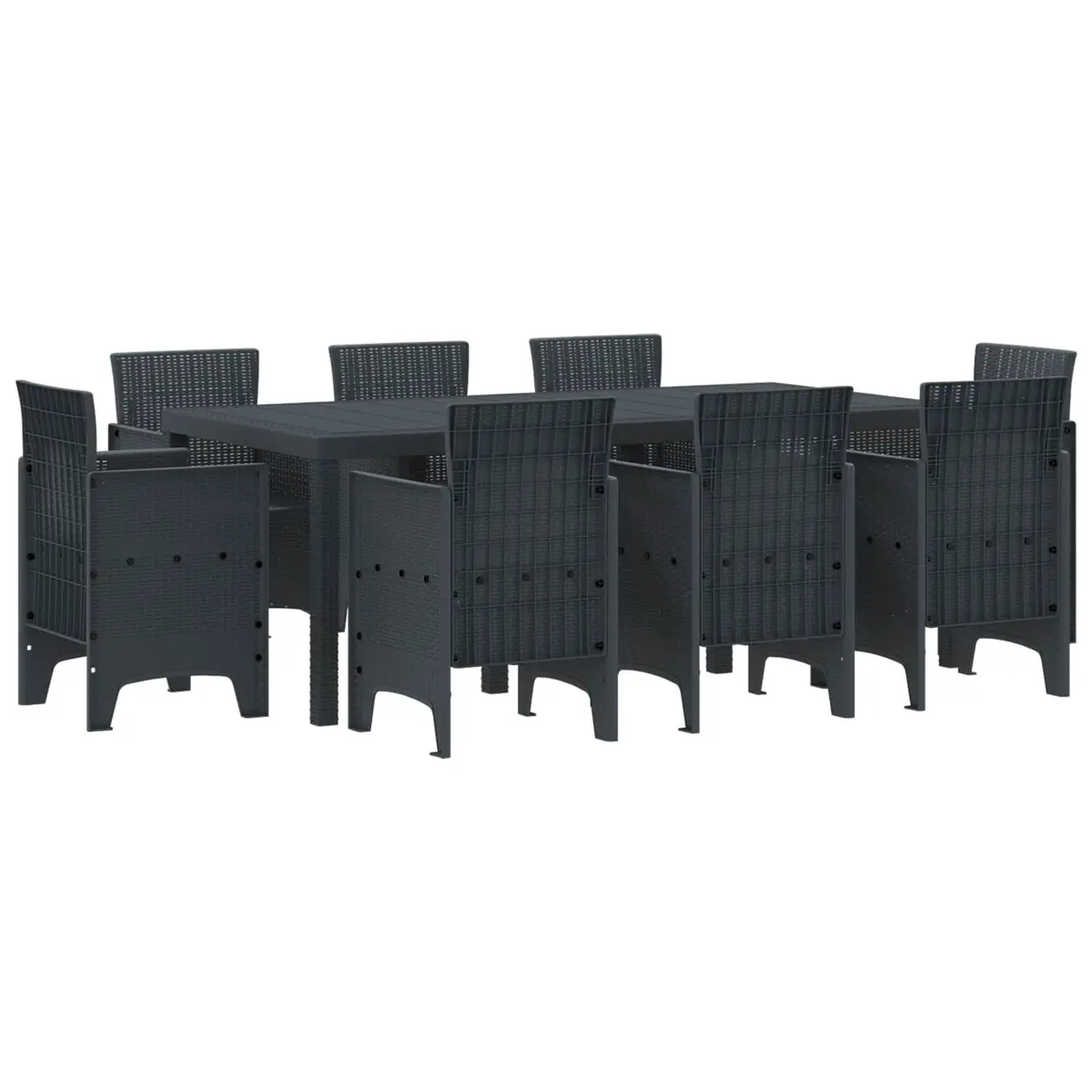 Garden Dining Set Outdoor Patio Furniture 9 Pieces Anthracite Rectangular Table Chairs