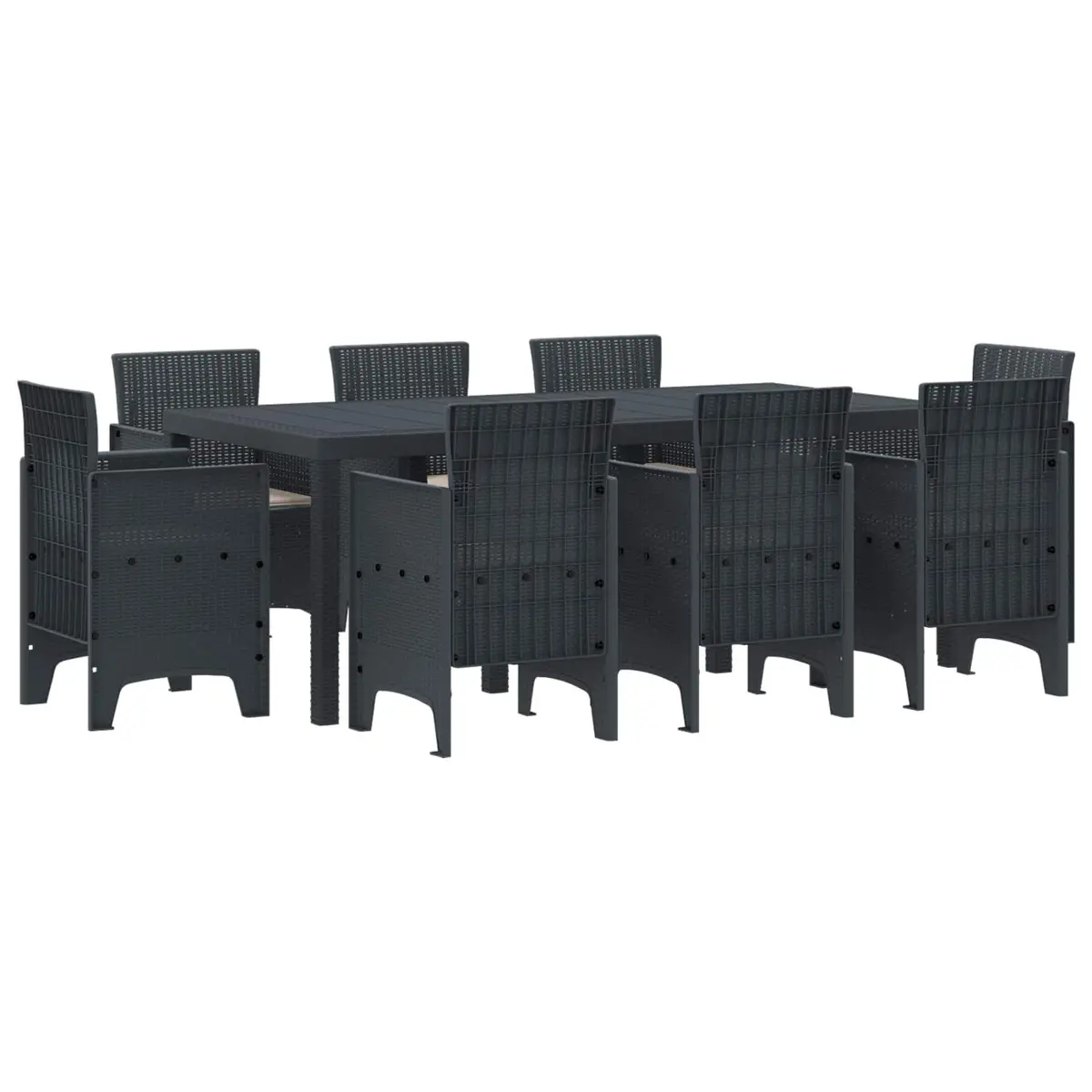 Outdoor Garden Dining Set 9 Piece Anthracite Rectangular Table and Chairs