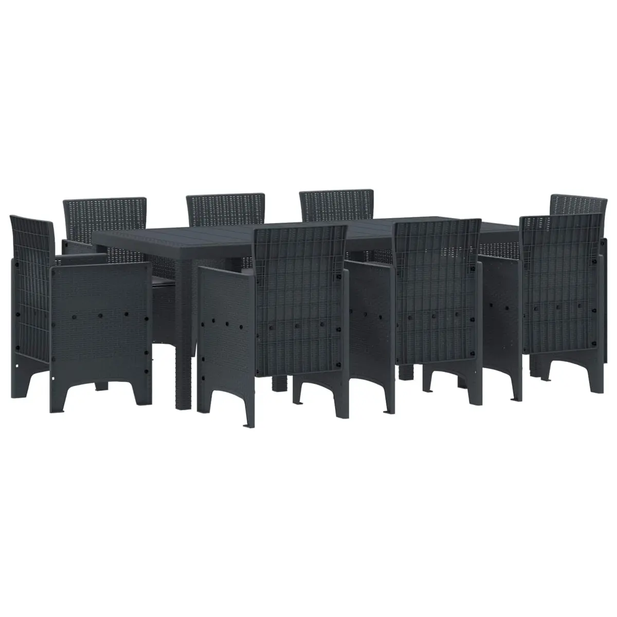 Garden Dining Set 9 Pieces Outdoor Table Chairs Anthracite Patio Furniture