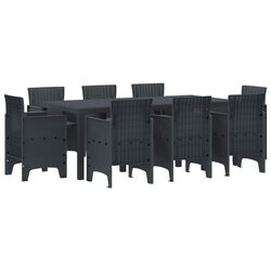 Garden Dining Set 9 Pieces Outdoor Table Chairs Anthracite Patio Furniture