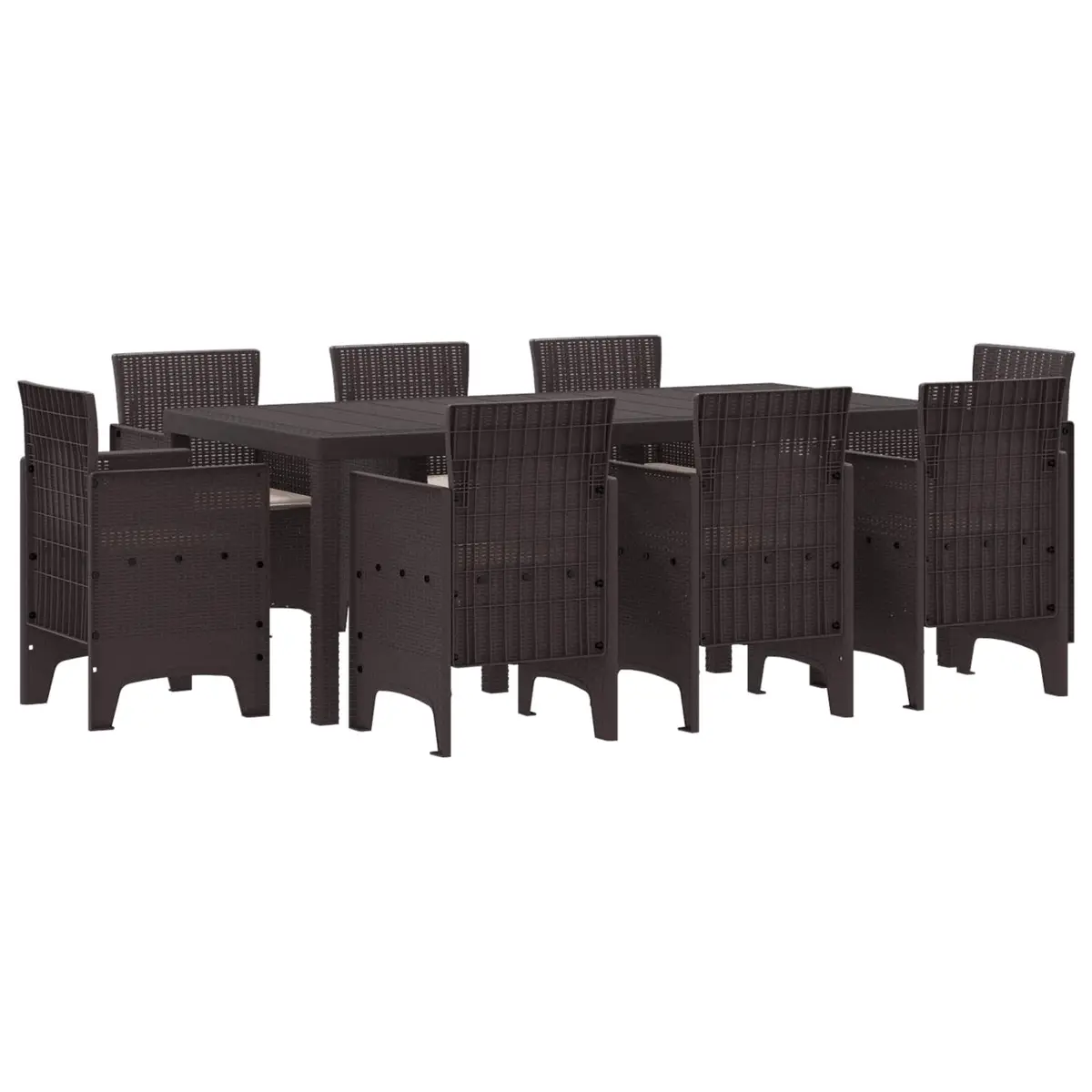 Garden Dining Set 9 Piece Brown Outdoor Table & Chairs Patio Furniture Set