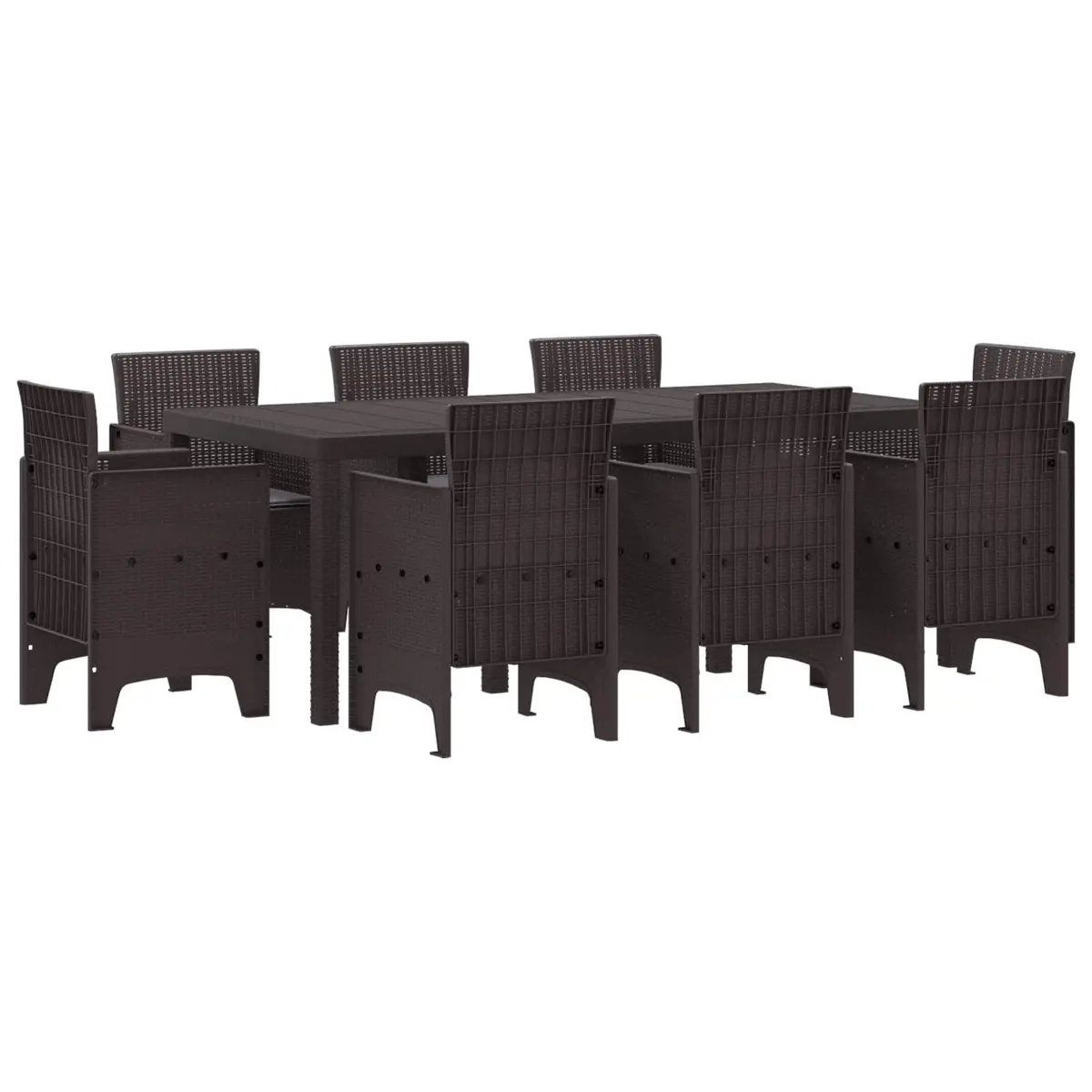 Garden Dining Set 9 Piece Brown Outdoor Table Chairs Patio Furniture