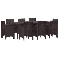 Garden Dining Set 9 Piece Brown Outdoor Table Chairs Patio Furniture