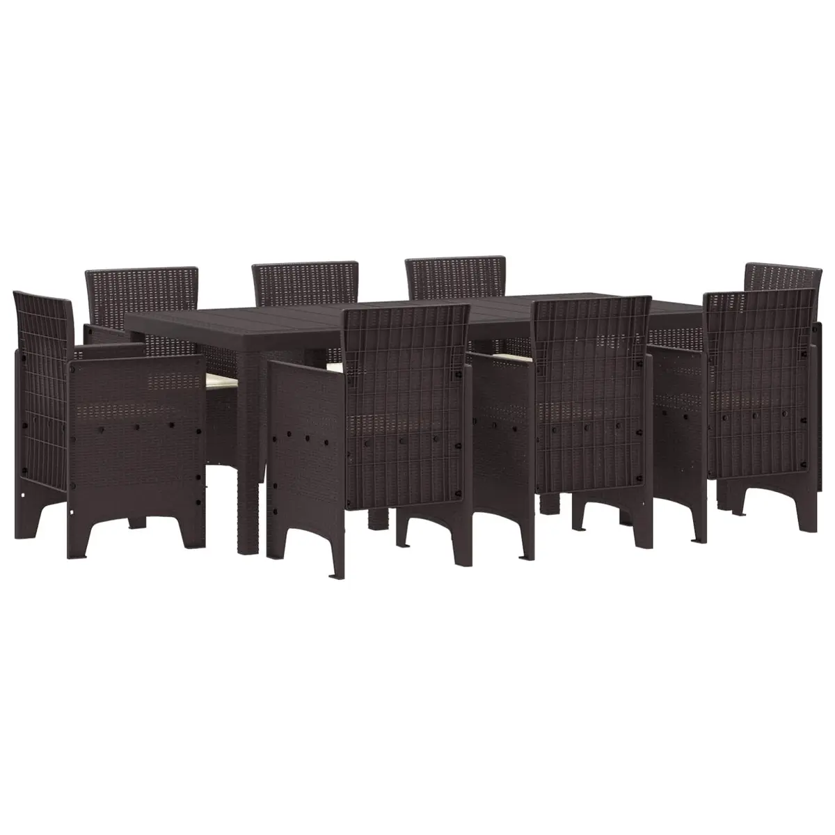 Garden Dining Set 9 Pieces Brown Outdoor Furniture Table Chairs Patio