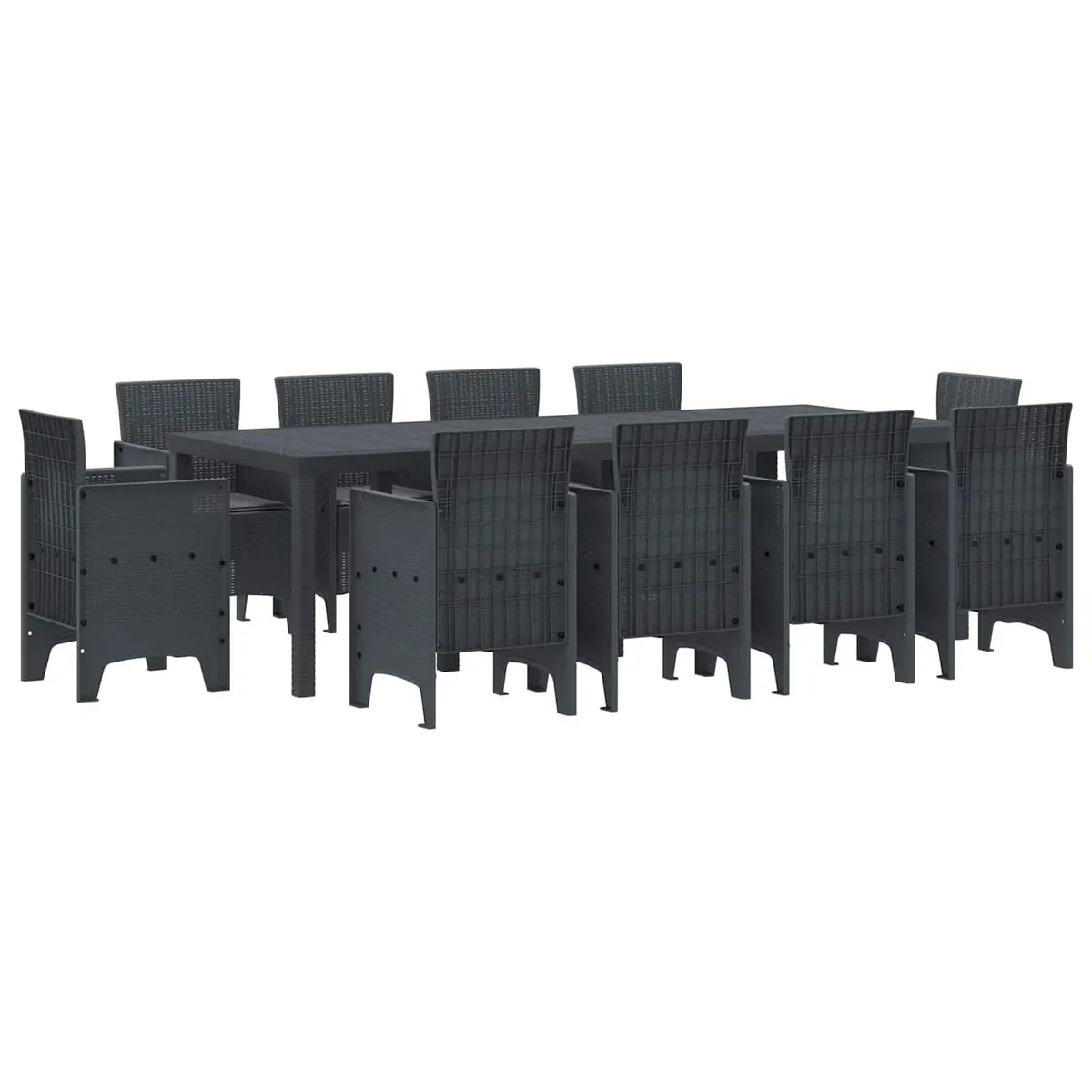 Garden Dining Set 11 Pieces Outdoor Use Rectangular Anthracite Poly Rattan