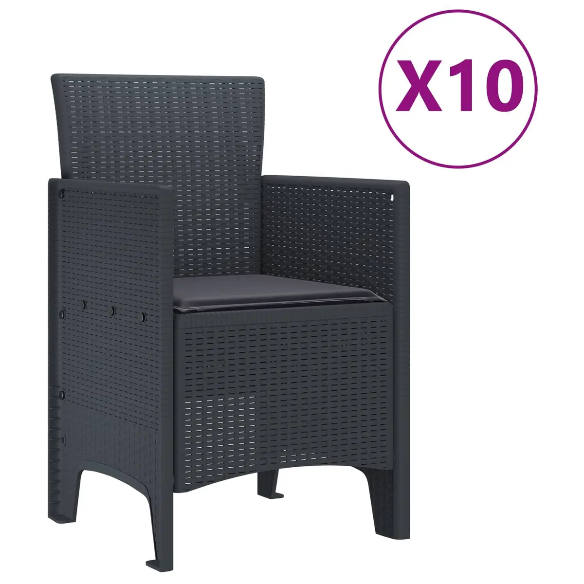 Garden Dining Set 11 Pieces Outdoor Use Rectangular Anthracite Poly Rattan