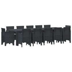 Outdoor Dining Set 13 Pieces Garden Furniture Poly Rattan Anthracite Grey