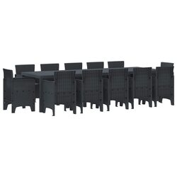 Outdoor Dining Set 13 Pieces Garden Furniture Anthracite Poly Rattan Table