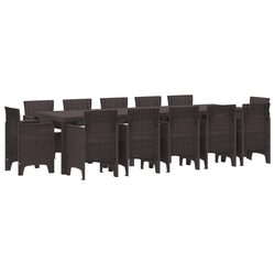 Specifications of 13-Piece Brown Rattan Garden Set