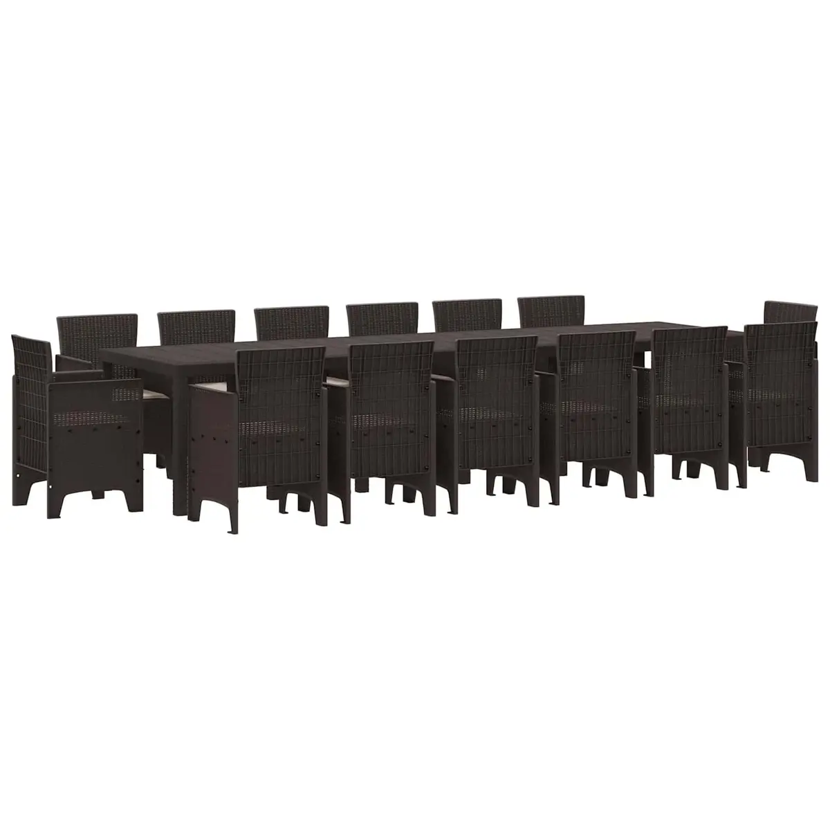 15-Piece Brown Rattan Garden Dining Set