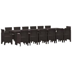 Specifications for 15-Piece Brown Rattan Garden Dining Set