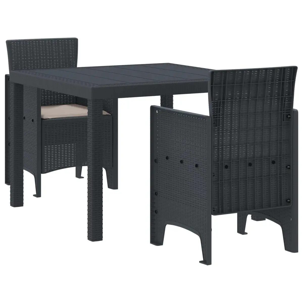 Garden Dining Set Outdoor Patio 3 Piece Anthracite Table Chairs