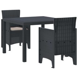 Outdoor Dining Set 3 Piece Garden Furniture Table Chairs Anthracite Patio