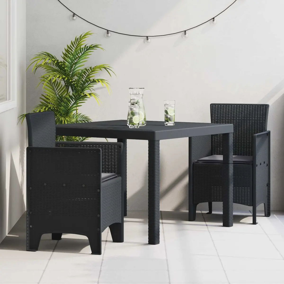 Garden Dining Set Outdoor Patio 3 pcs Anthracite