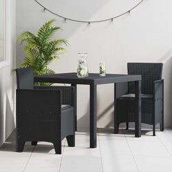 3-Piece Outdoor Dining Set with Cushioned Chairs