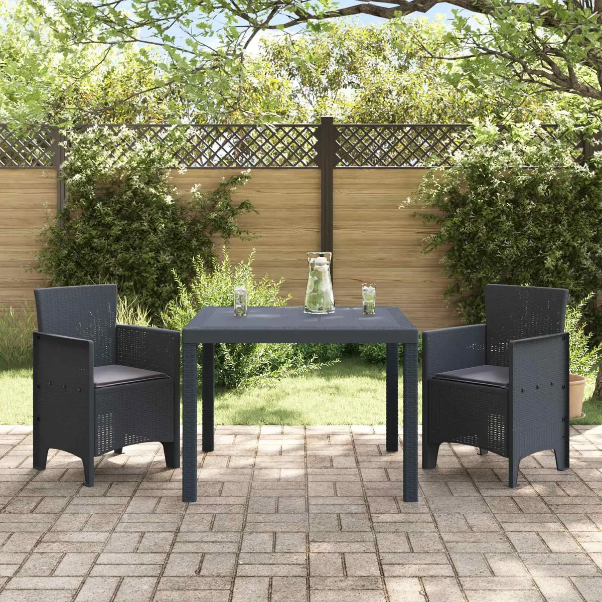 Garden Dining Set Outdoor Patio 3 pcs Anthracite