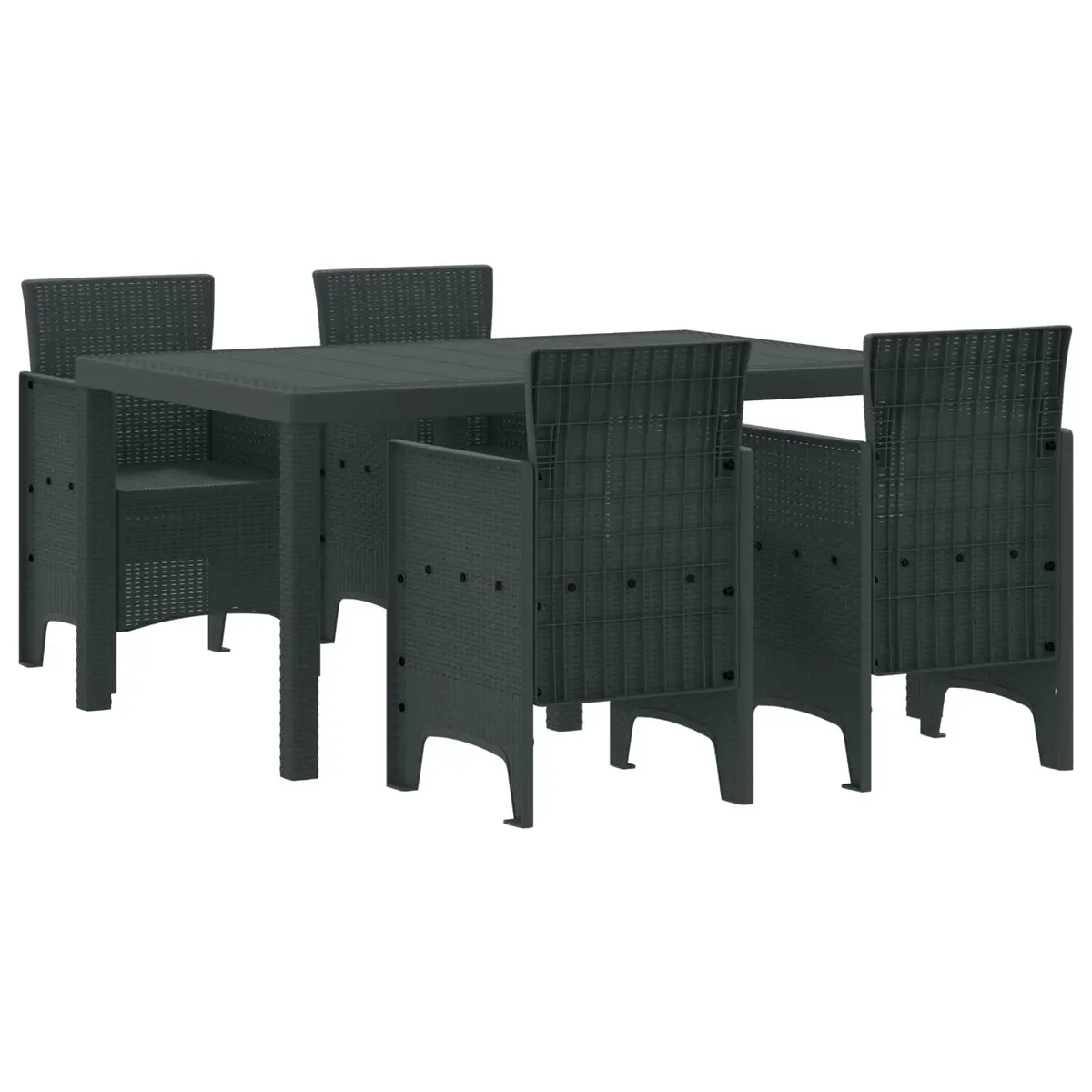 Garden Dining Set 5 Pieces Outdoor Furniture Patio Table Chairs Anthracite
