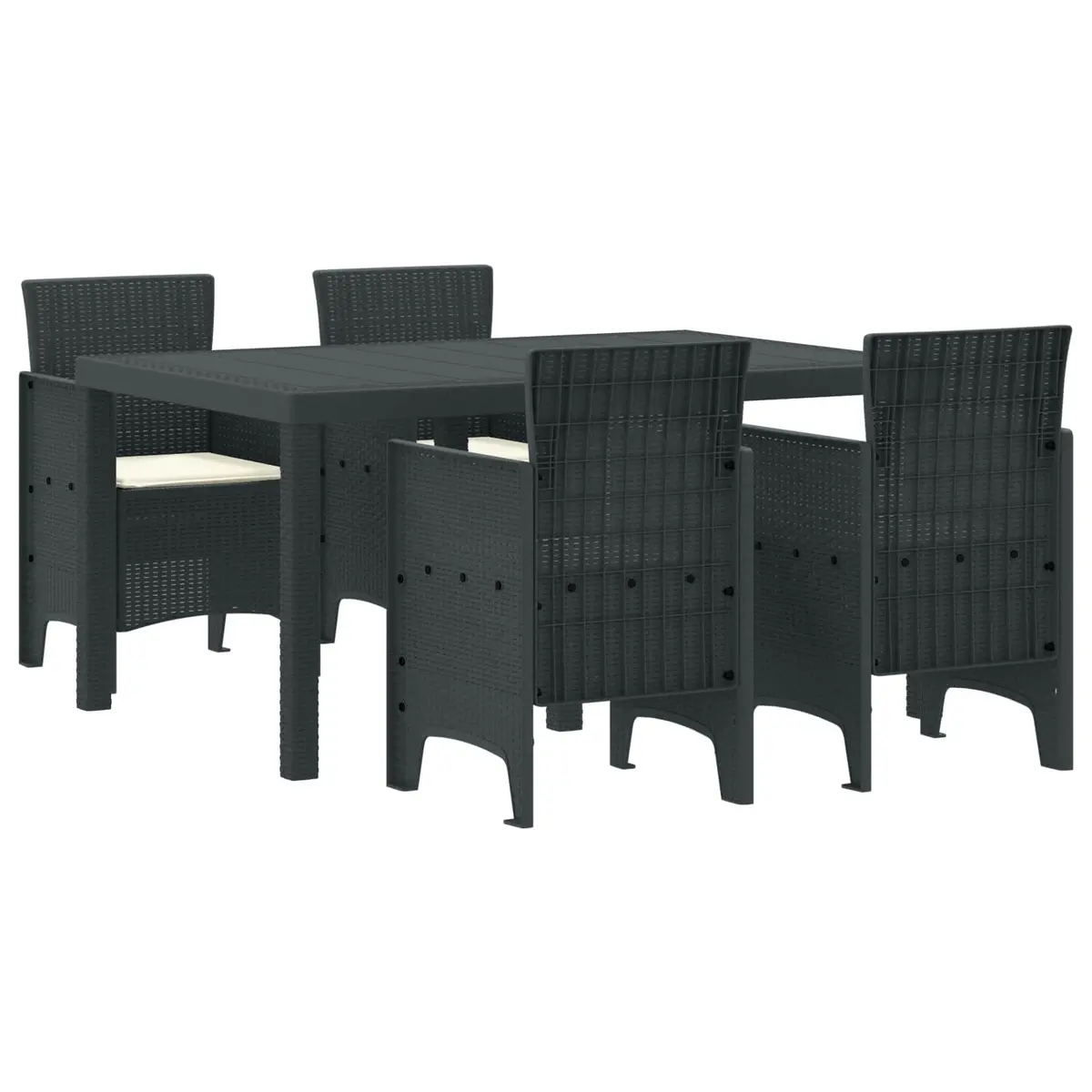 Garden Dining Set 5 Pieces Anthracite Outdoor Patio Furniture Rattan Table