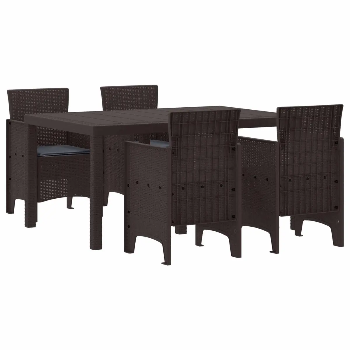 Garden Dining Set Outdoor Use 5 Piece Brown Rectangular Table and Chairs