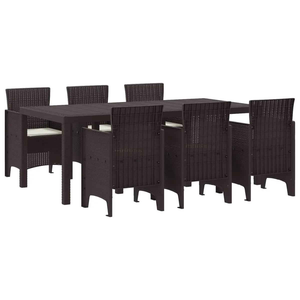 Outdoor Dining Set for Garden 7 Piece Brown Polypropylene Table Chairs