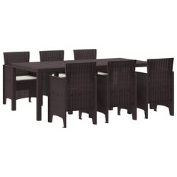 Garden Dining Set 7 Piece Outdoor Furniture Brown Polypropylene Table Chairs