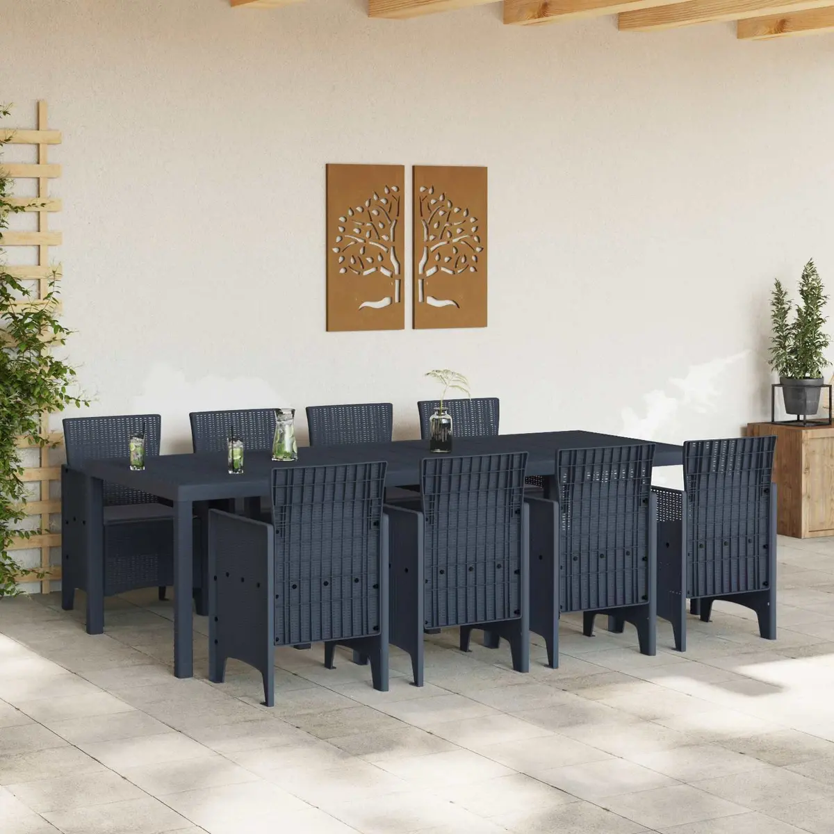 9-Piece Anthracite Garden Dining Set