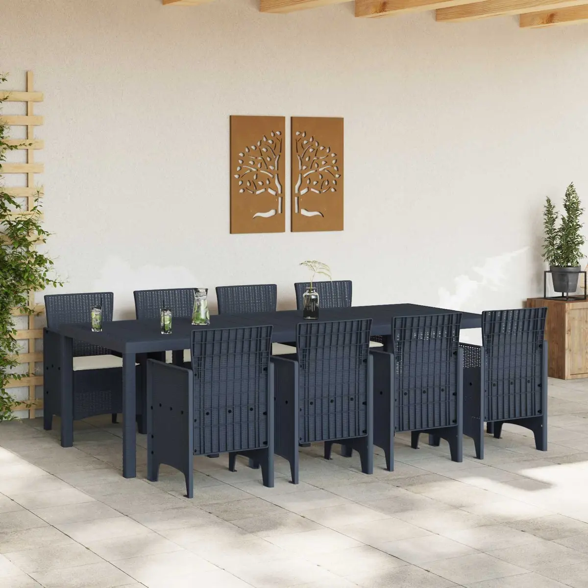 9-Piece Anthracite Garden Dining Set