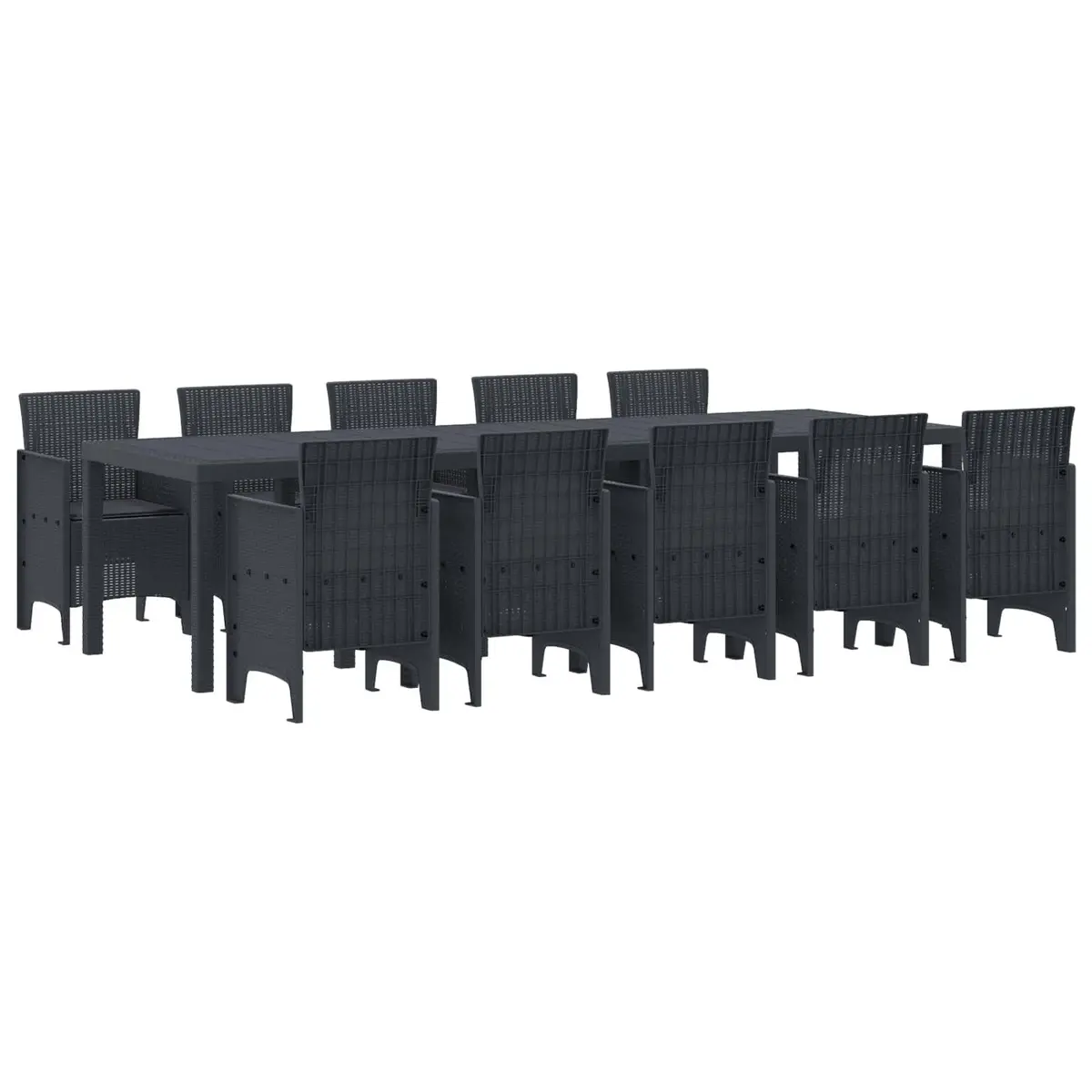 Outdoor Dining Set for Garden Patio 11 Pieces Anthracite Poly Rattan