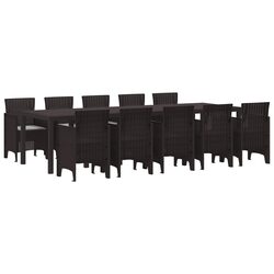 Outdoor Dining Set 11 Piece Poly Rattan Garden Furniture Brown Patio Table