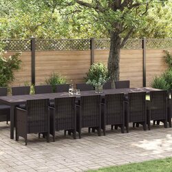 Specifications of 15-Piece Brown Outdoor Dining Set