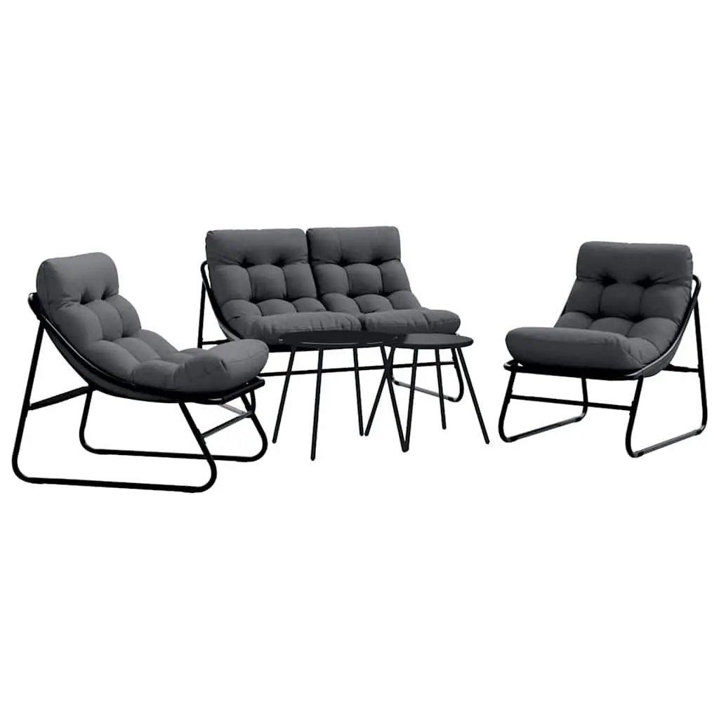 Garden Dining Set 5 Pieces Outdoor Use Black Steel Sofa Table