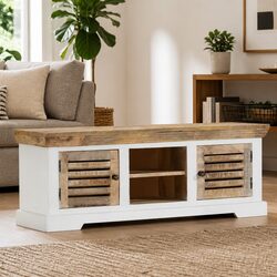 110x30x40 cm TV Cabinet in Solid Mango Wood with Storage