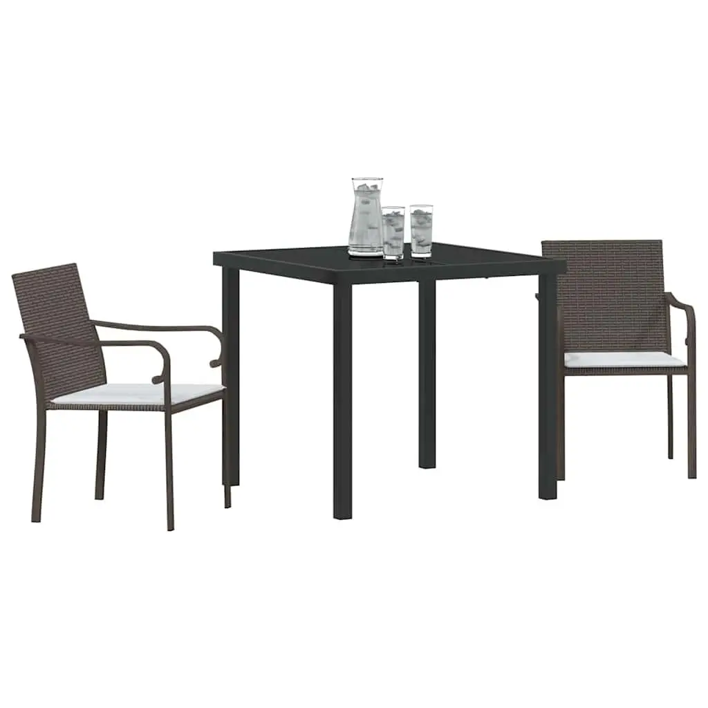 3 Piece Garden Dining Set with Cushions