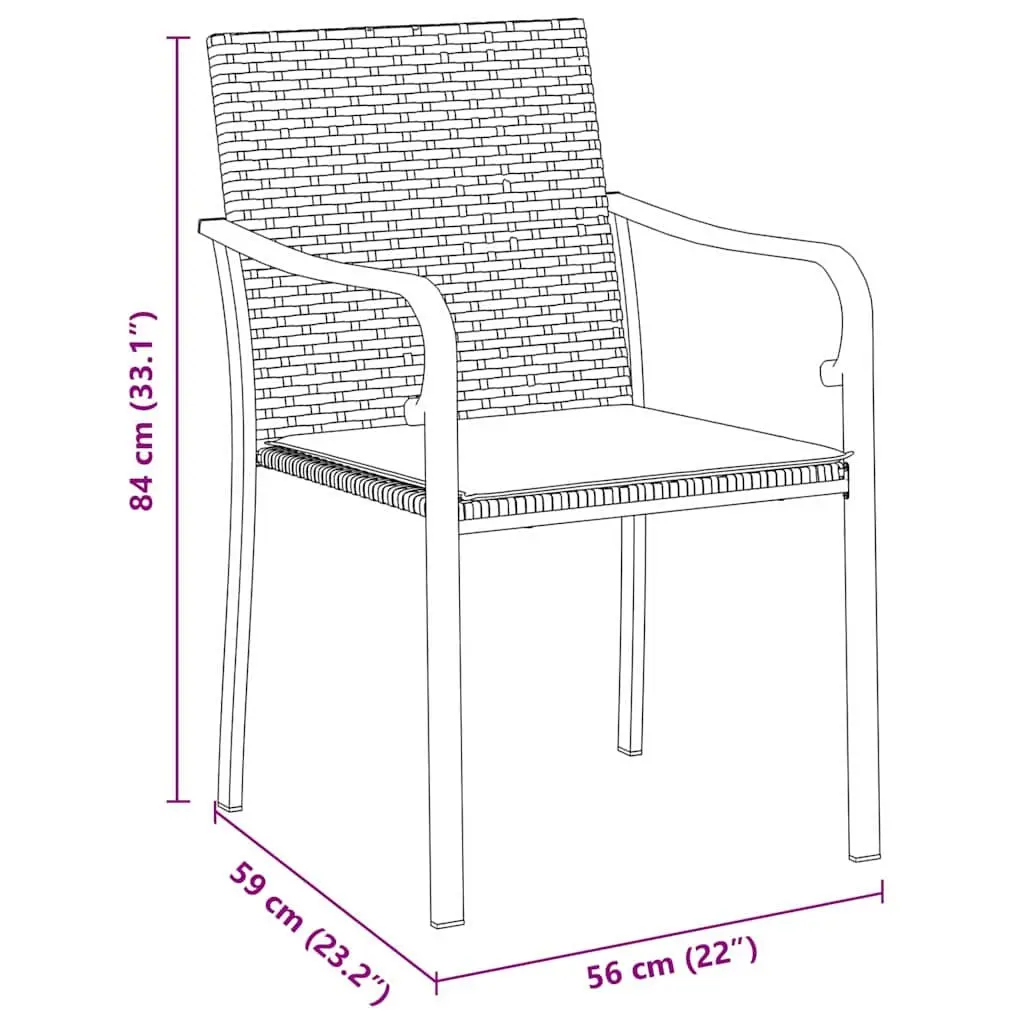 Outdoor Rattan Dining Set 7 Piece Brown Black Furniture for Garden Patio with Table and Chairs