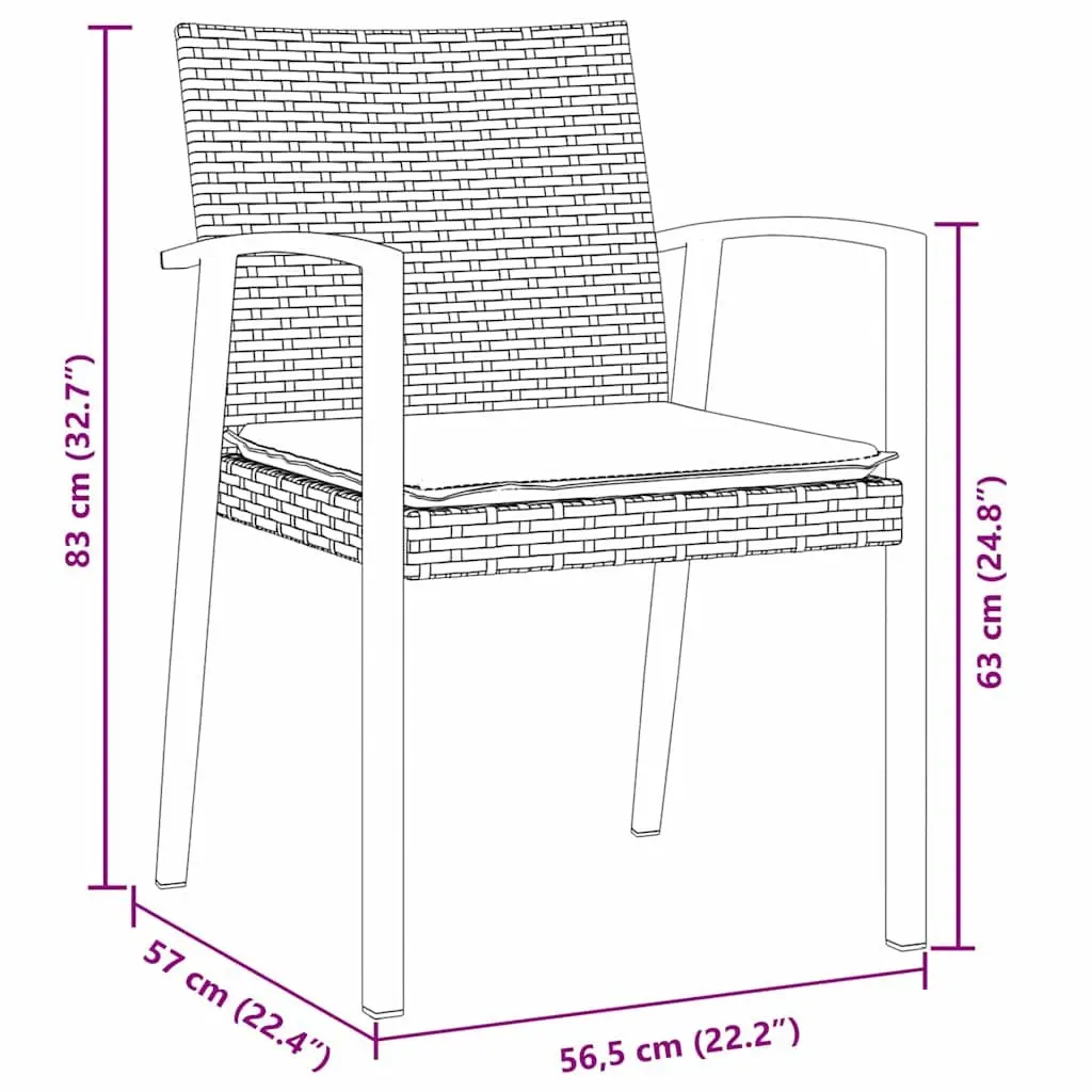 Garden Dining Set Outdoor Use 5 Piece Brown Black PE Rattan Steel Frame