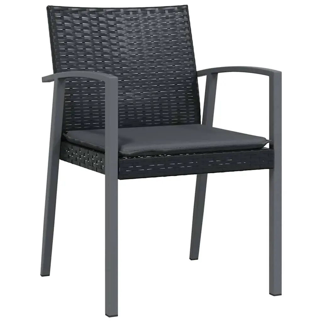 Garden Dining Set Outdoor Use 3 Pieces Black PE Rattan Steel Frame