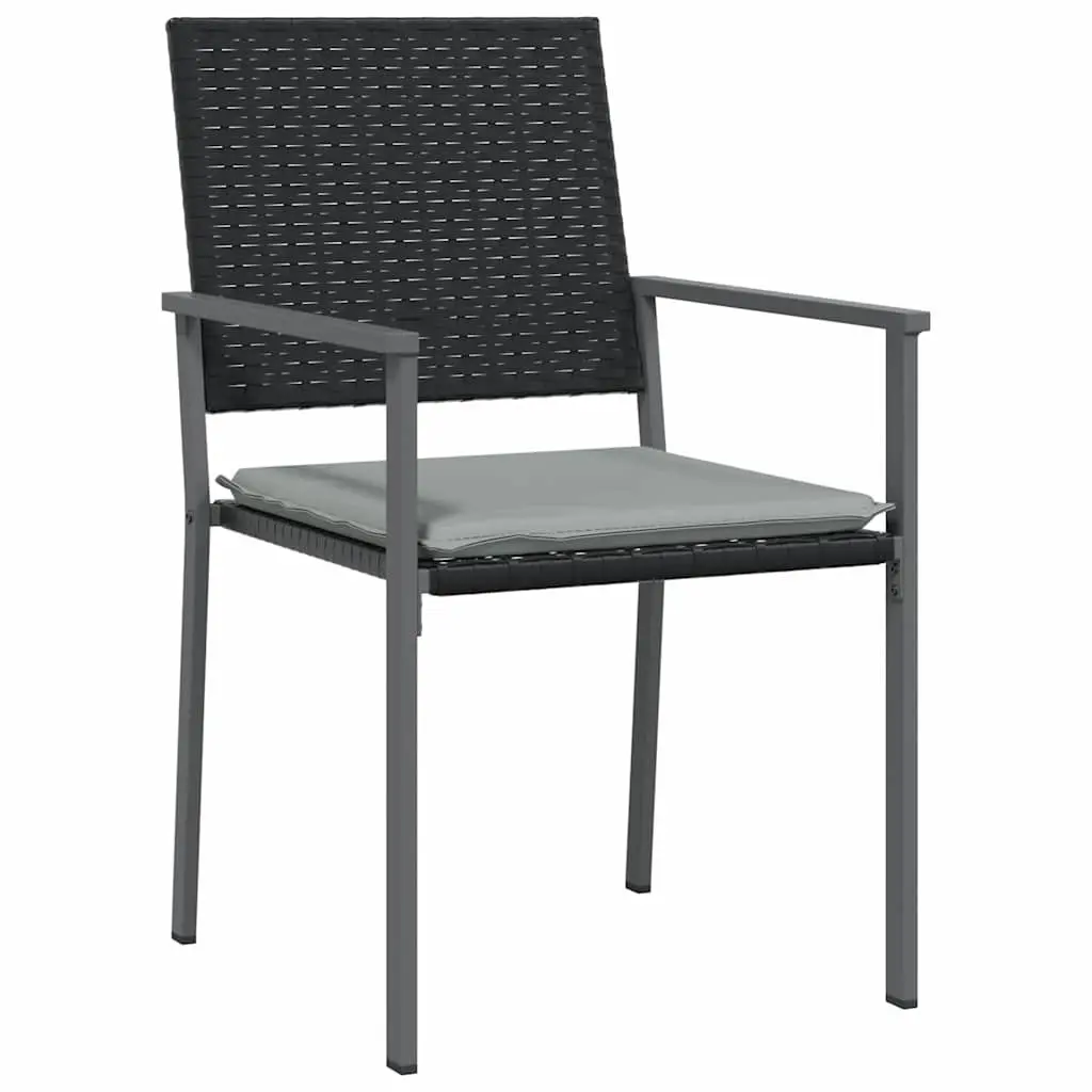 Garden Dining Set Outdoor Use 3 Pieces Black Grey PE Rattan Steel