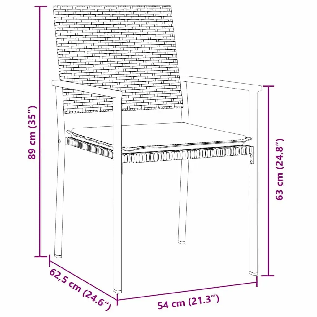 Garden Dining Set Outdoor Use 3 Pieces Black Grey PE Rattan Steel