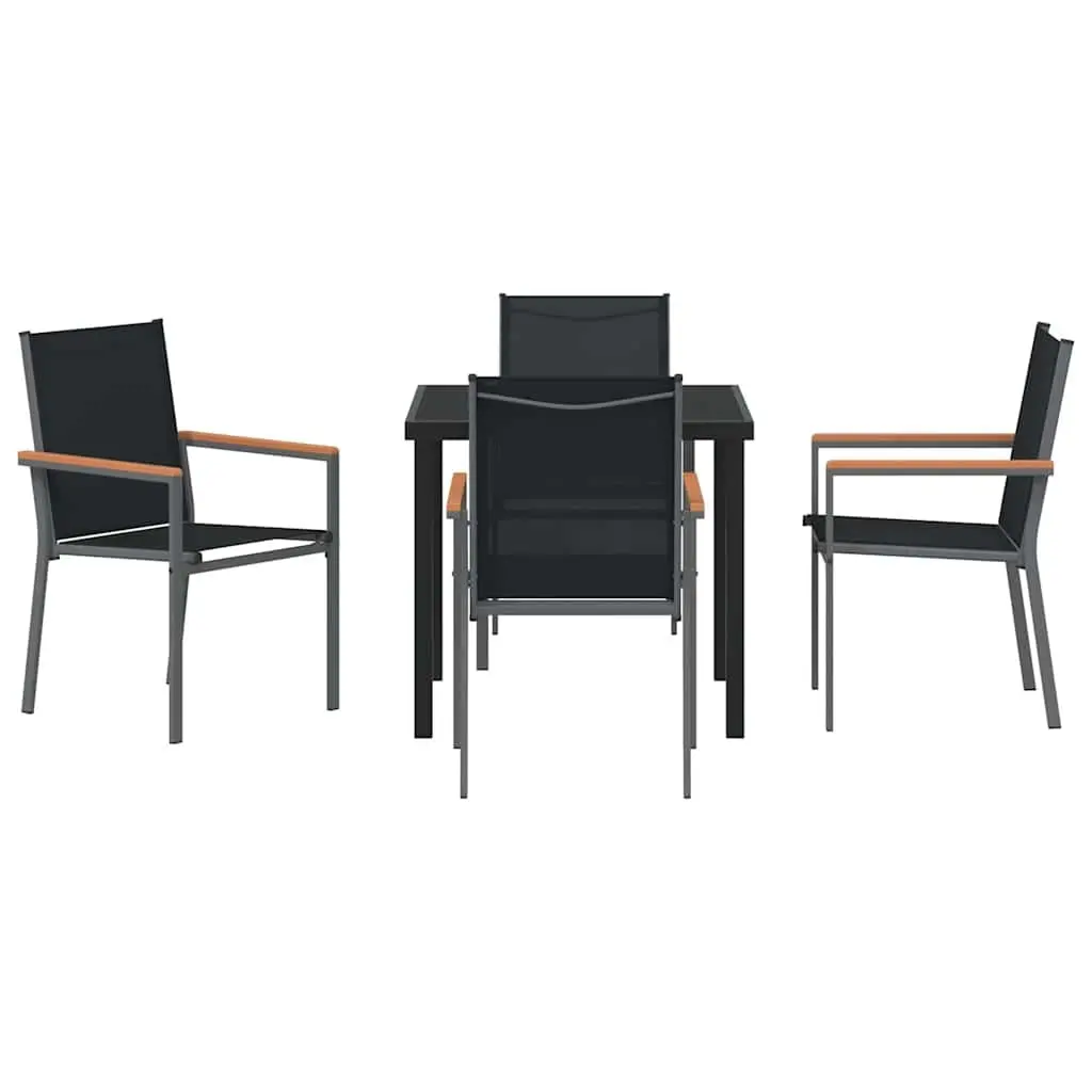 Garden Dining Set Outdoor Use 5 Pieces Table Chairs Steel Frame Textilene