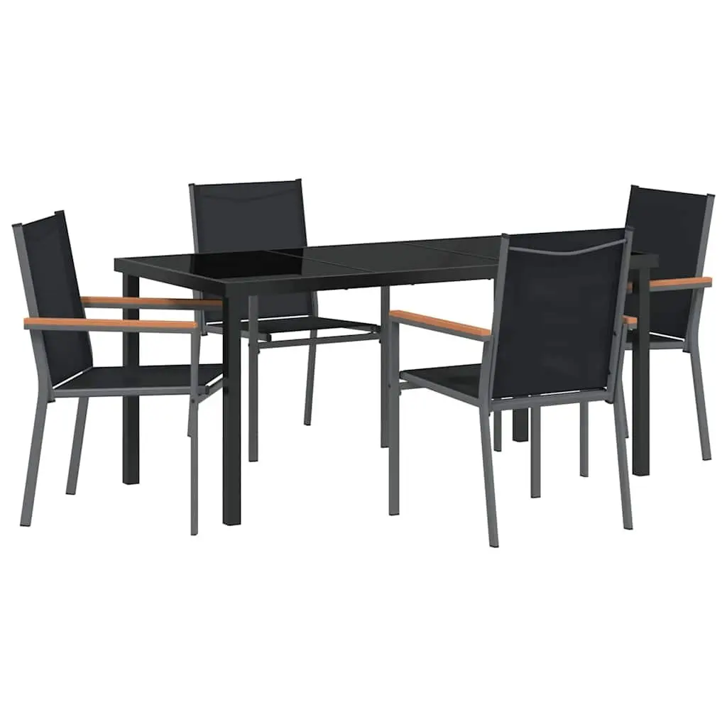 Garden Dining Set Outdoor 5 Piece Table Chairs Steel Frame Textilene Mesh
