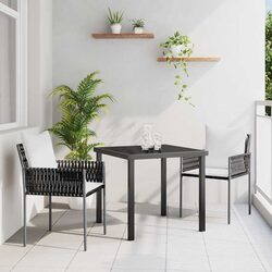 Garden Dining Set: 2 Chairs & Table with Rattan Design