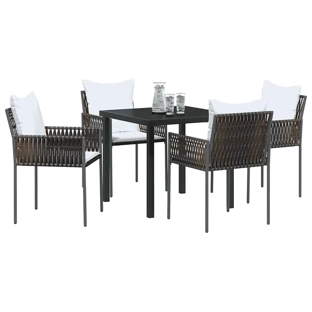 Garden Dining Set 5 Piece Outdoor Furniture Patio Table Chairs Brown Black