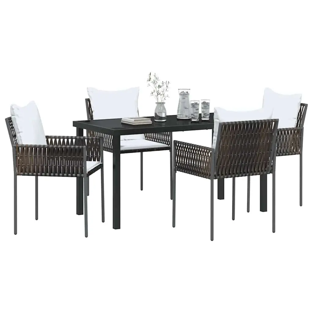 Garden Dining Set Outdoor Furniture 5 Pieces Brown