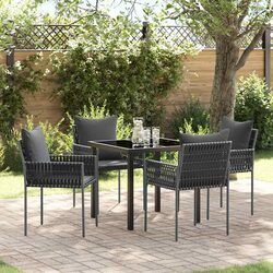 Garden Dining Set Specifications: 5 Pieces with Rattan and Steel