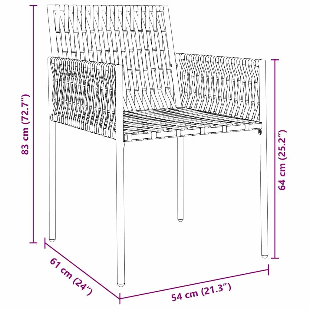 Garden Dining Set Outdoor Furniture 5 Piece Black Grey Rattan Steel Chairs