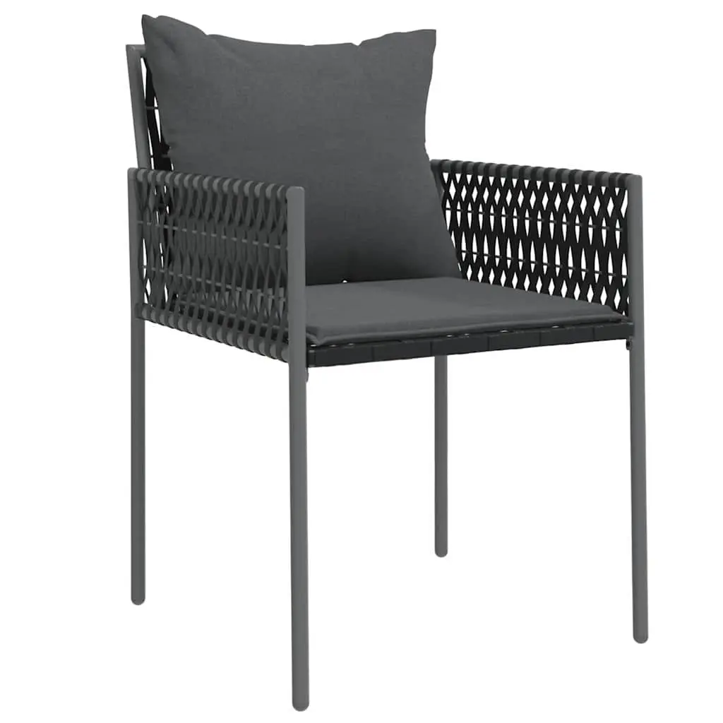 Garden Dining Set Outdoor Furniture 7 Piece Black Grey Rattan Steel Table Chairs